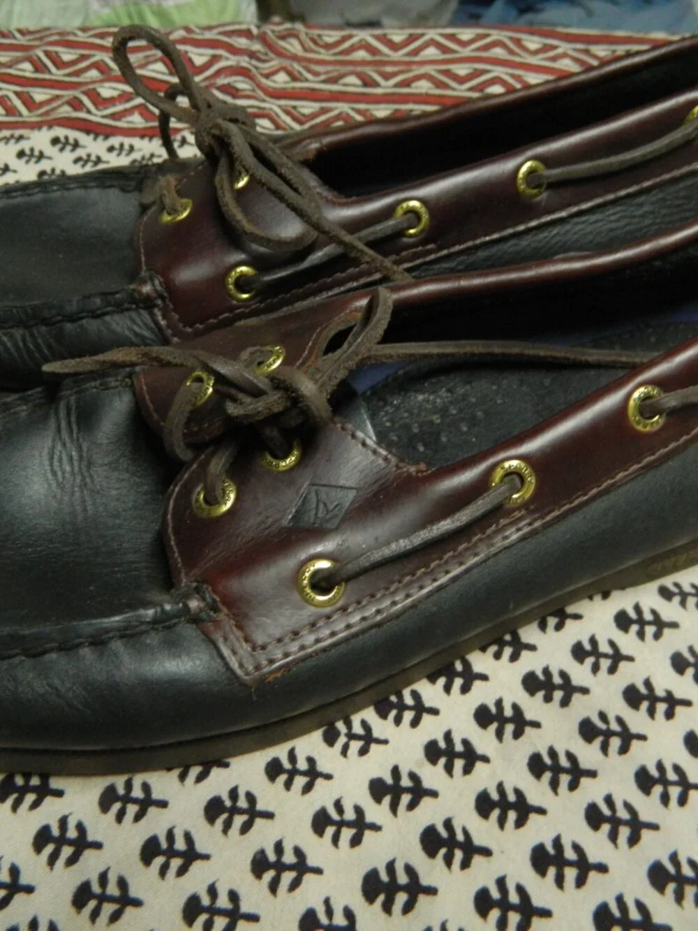 Sperry Top-Sider Men’s Boat Shoes US 10 M Leather Lace-Up Black with Brown